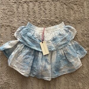 LoveShackFancy Sky Blue Ruffled Mini Skirt